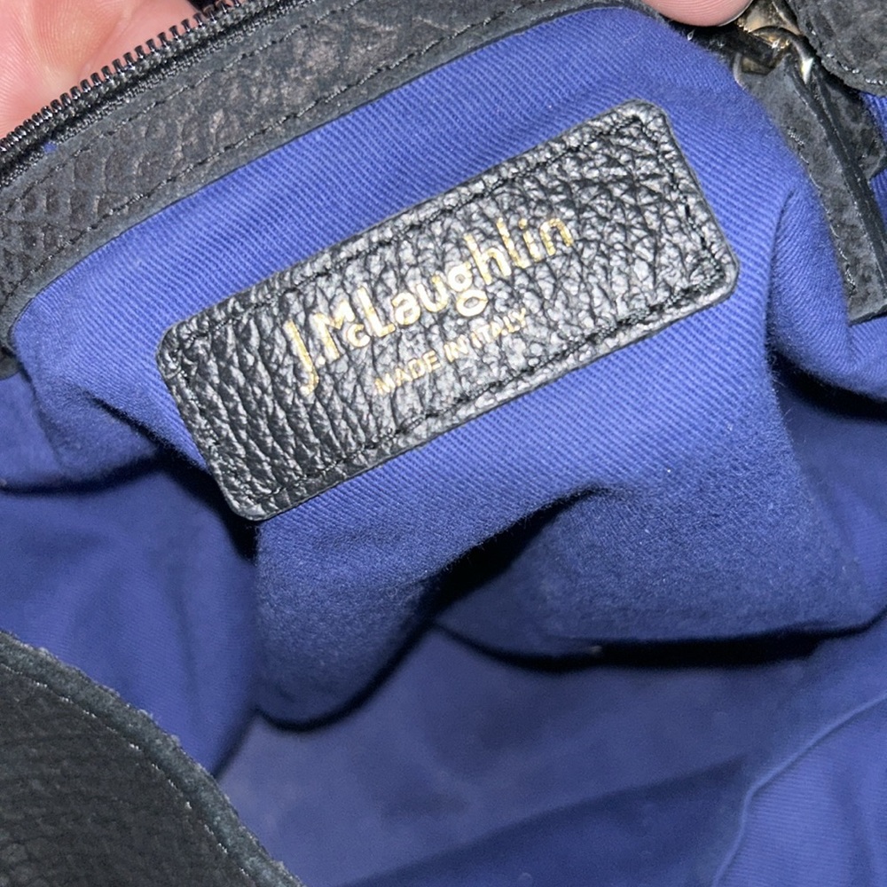 J. Mclaughlin Black Suede Tote | Python Embossed … - image 8